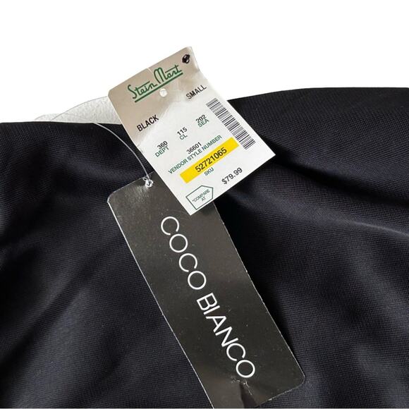 Coco Bianco Halter Top Black Gold Chain Neckline Sleeveless Blouse Small NEW - Picture 9 of 12